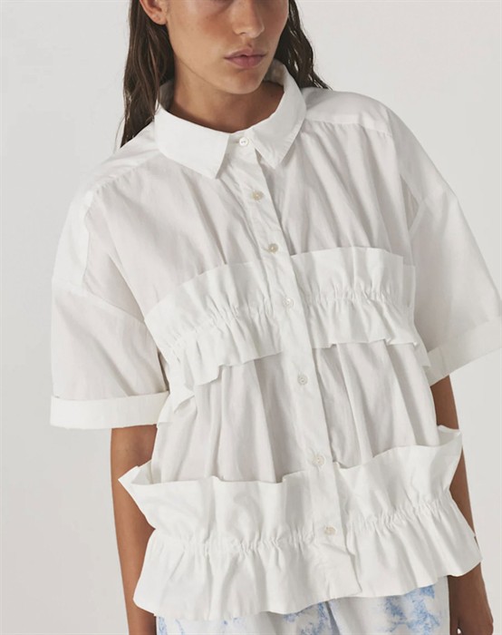 Paige Poplin Frill Top